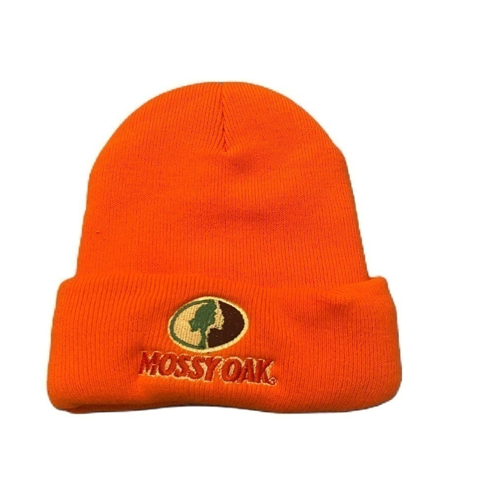 Mossy Oak Orange Knit Beanie Hat Men’s Hunting Bright